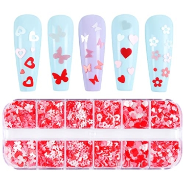 12 Grids Heart Nail Art Stickers for Creative Decoration