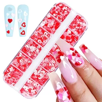 12 Grids Heart Nail Art Stickers for Creative Decoration
