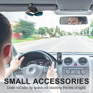 AMVOYOA Sunglass Holder for Car Sun Visor Sunglasses Clip Magnetic Leather Glasses Eyeglass Holder Hand Sewn Leather Ticket Card Clip Eyeglasses Mount- Suitable for Different Size Eyeglasses (Black)