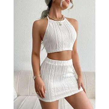 Floerns Women's Stylish Halter Cami Top Set for Summer