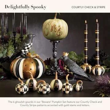 Charming MacKenzie-Childs Beware Pumpkin Decor Set
