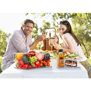 Hudgan 8 PACK Stackable Pantry Organizer Bins (3 sizes) - Clear Fridge Organizers for Kitchen, Freezer, Countertops, Cabinets - Plastic Food Storage Container with Handles for Home and Office