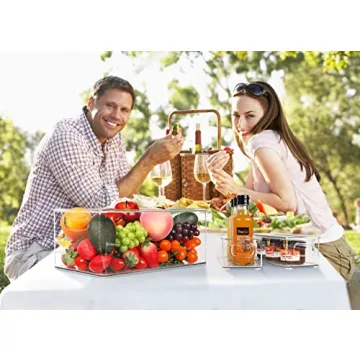 Hudgan 8 PACK Stackable Pantry Organizer Bins (3 sizes) - Clear Fridge Organizers for Kitchen, Freezer, Countertops, Cabinets - Plastic Food Storage Container with Handles for Home and Office