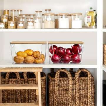 2 Set Pantry Organizer and Storage Stackable Kitchen Baskets for Onion, Potato, Vegetable, Produce