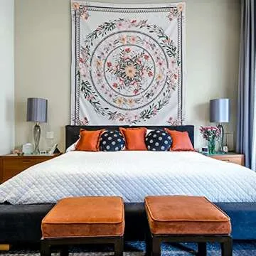 GONITYOU Floral Medallion Tapestry Mandala Tapestry Bohemian Tapestry Plant Tapestry Flower Tapestry Hippie Tapestry for Room Bedroom Living Room Study ( 59.1"x78.8")