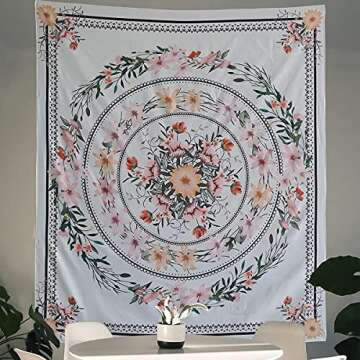 GONITYOU Floral Medallion Tapestry Mandala Tapestry Bohemian Tapestry Plant Tapestry Flower Tapestry Hippie Tapestry for Room Bedroom Living Room Study ( 59.1"x78.8")
