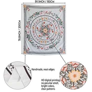 GONITYOU Floral Medallion Tapestry Mandala Tapestry Bohemian Tapestry Plant Tapestry Flower Tapestry Hippie Tapestry for Room Bedroom Living Room Study ( 59.1"x78.8")