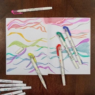 Zebra Pen Mildliner Brush Markers - Dual Tip Pastel Set