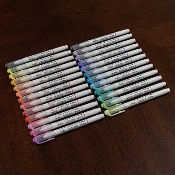 Zebra Pen Mildliner Brush Markers - Dual Tip Pastel Set