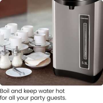 Chefman Electric Hot Water Pot Urn w/ Manual Dispense Buttons, Safety Lock, Instant Heating for Coff...