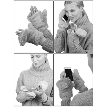 C.C Women's Cozy Fingerless Sherpa Mittens for Winter