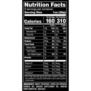 Terra Vegetable Chips, Sweet Potato with Sea Salt Vegetable Chips, 2 Oz (Pack of 8)