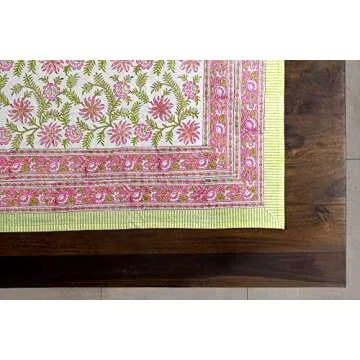 ABHOOH Hand Block Print Tablecloth for Rectangle Table