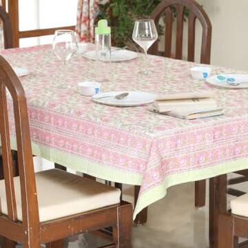 ABHOOH Hand Block Print Tablecloth for Rectangle Table