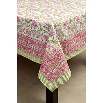 ABHOOH Hand Block Print Tablecloth for Rectangle Table