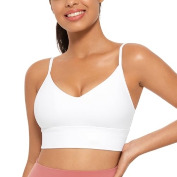 CRZ YOGA Butterluxe Women's V Neck Longline Sports Bra - Adjustable Padded Yoga Bra Camisole Workout...