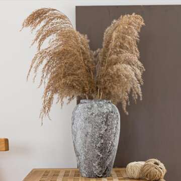 COTYNI Rustic Ceramic Floor Large Vase for Farmhouse Decor, Pottery Clay Tall Terracotta Vase for Flowers, Pottery Vase for Living Room Decor, Shelf, Mantel Decoration, Wedding Housewarming Gift