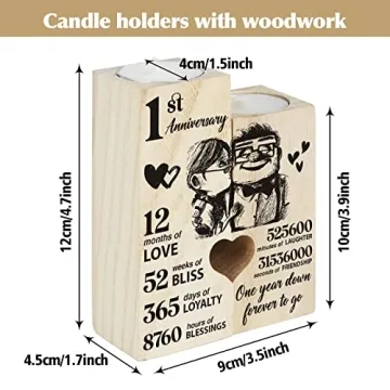 1st Anniversary Wedding Gifts for Wife, Couples Gifts Candlestick,1st 1 Year Wedding Anniversary Birthday Gifts for Wife from Husband,Wedding Anniversary Presents for Girlfriend,One Year for Her