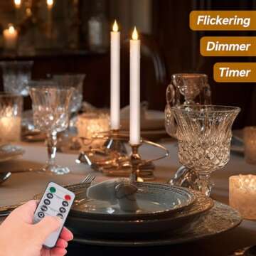 milysoek 2 Pcs Flameless Taper Candles with Remote Flickering Battery Operated Candles,led candlesticks Plastic,Candle Sticks Battery Powered,10.6 Inches For Fireplace Wedding Holiday Home Decor,White