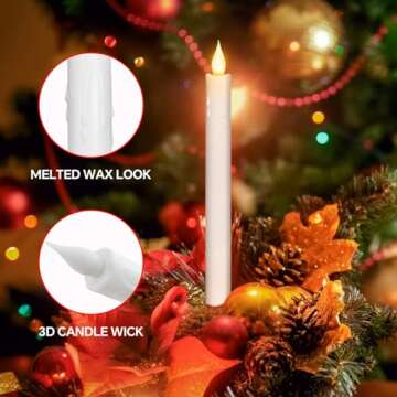 milysoek 2 Pcs Flameless Taper Candles with Remote Flickering Battery Operated Candles,led candlesticks Plastic,Candle Sticks Battery Powered,10.6 Inches For Fireplace Wedding Holiday Home Decor,White