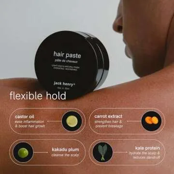 Natural Texturizing Paste for Men - 24 Hour Hold Styling for All Hair Types - Plant Based, Non-Greas...