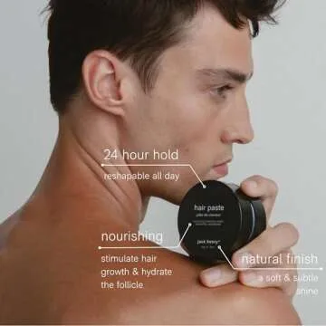 Natural Texturizing Paste for Men - 24 Hour Hold Styling for All Hair Types - Plant Based, Non-Greasy Lightweight Formula for Hydrating, Healthier Hair (1.69oz)
