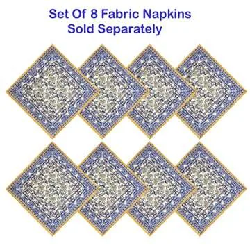 Home Bargains Plus Provence Allure Arabesque Yellow and Blue Floral Bordered Country French Fabric Tablecloth, Indoor Outdoor, Stain and Water Resistant 60” x 84” Oblong/Rectangle