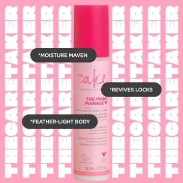 Cake Beauty Leave in Conditioner, The Mane Manager – Moisturizing & Softening – With Coconut Oil, Biotin, Soy & Rice Proteins – For Dry/Normal Hair Types – 4 Fl Oz / 120 mL