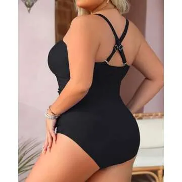 Yonique Plus Size One Piece Swimsuits Tummy Control