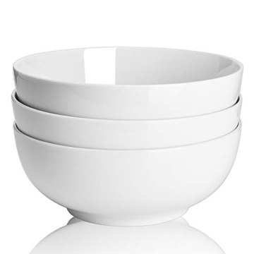 TGLBT 55oz Porcelain Salad/Soup Bowls - 3 Pack, Large Stackable White Serving Bowls