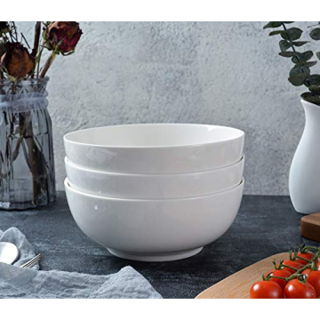 TGLBT 55oz Porcelain Salad Soup Bowls 3 Pack White