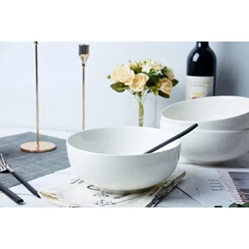 TGLBT 55oz Porcelain Salad Soup Bowls 3 Pack White