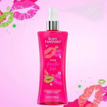 BODY FANTASIES SIGNATURE Fragrance Body Spray, Pink Vanilla Kiss Fantasy, 8 Fluid Ounce (BF44)