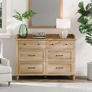 WAMPAT Farmhouse Dresser with 6 Drawers for Kids & Home