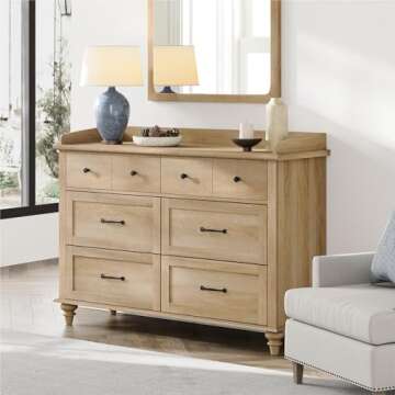 WAMPAT Farmhouse Dresser with 6 Drawers for Kids & Home