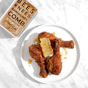 Bees Knees Raw Honeycomb, 100% Edible, All-Natural Gourmet Honeycomb in Double Sealed Packaging, Acacia Honey Comb with Sweet, Light Flavor, Foodie Gifts, Tea Gifts, Unique Gift Ideas (7 oz)