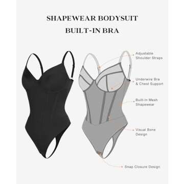 Popilush Corset Bodysuit with Built-in Bra & Tummy Control