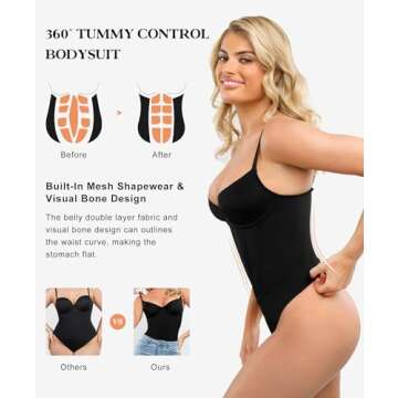 Popilush Corset Bodysuit with Built-in Bra & Tummy Control