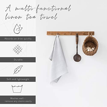 MagicLinen Linen Tea Towels Set of 3 in Light Gray