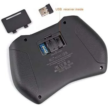 reiie Rii i28 5 in 1 Wireless Mini Keyboard/Touchpad/Flying Mouse/Earphone Jack/Backlit Work for PC,Raspberry Pi 2 3, Android TV Box,XBMC,Windows 7 8 10