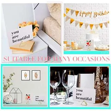 100 Pcs Place Card Holder Triangle Shape Table Number Holder Wedding Table Card Holders Mini Name Card Holder Place Setting Holder Picture Clips Stand for Centerpiece Anniversary Party(Gold)