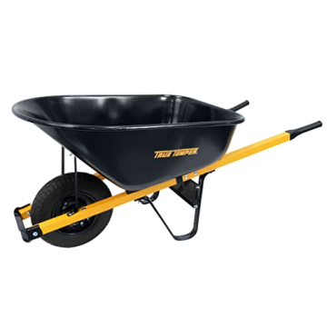 True Temper 6 Cu. Ft Steel Wheelbarrow with Flat Free Tire