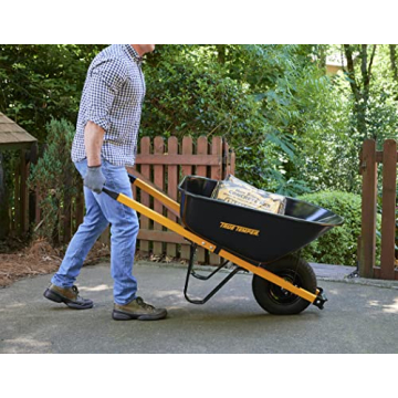 True Temper 6 Cu. Ft Steel Wheelbarrow with Flat Free Tire