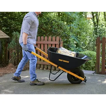 True Temper 6 Cu. Ft Steel Wheelbarrow with Flat Free Tire