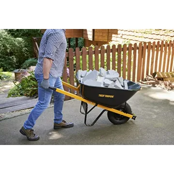 True Temper 6 Cu. Ft Steel Wheelbarrow with Flat Free Tire