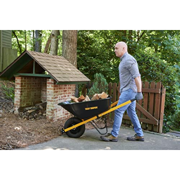 True Temper 6 Cu. Ft Steel Wheelbarrow with Flat Free Tire