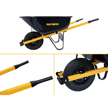 True Temper 6 Cu. Ft Steel Wheelbarrow with Flat Free Tire