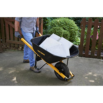 True Temper 6 Cu. Ft Steel Wheelbarrow with Flat Free Tire