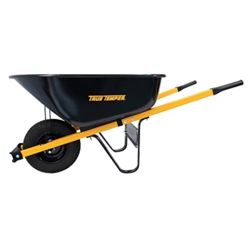 True Temper 6 Cu. Ft Steel Wheelbarrow with Flat Free Tire