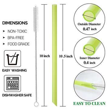 [Angled Tips] 8 Pcs Reusable Boba Straws & Smoothie Straws - Multi Colors Jumbo Wide Reusable Straws...